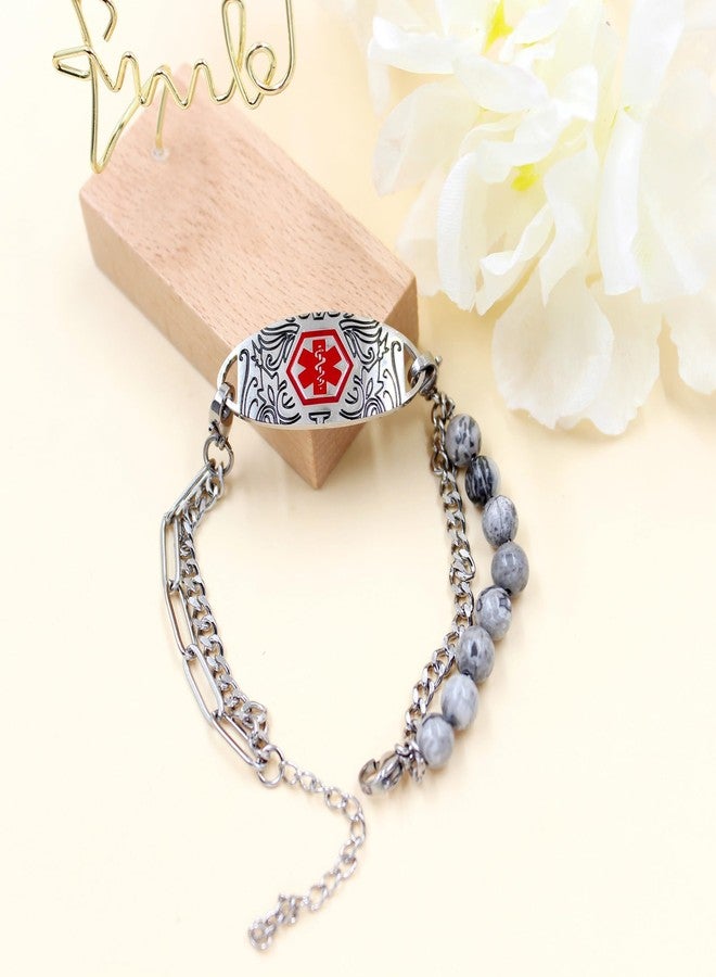 Tobestu Penicillin Allergy Waterproof Medical ID Bracelet - Red Symbol Dual-Link Bracelets for Women YA5493 - Image 5